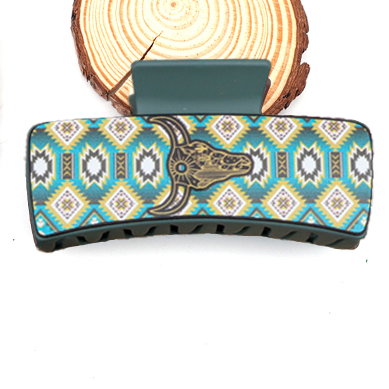 Wholesale Retro Personalized Western Bohemian Style Cow Head Stripe Pattern Leather Gripper